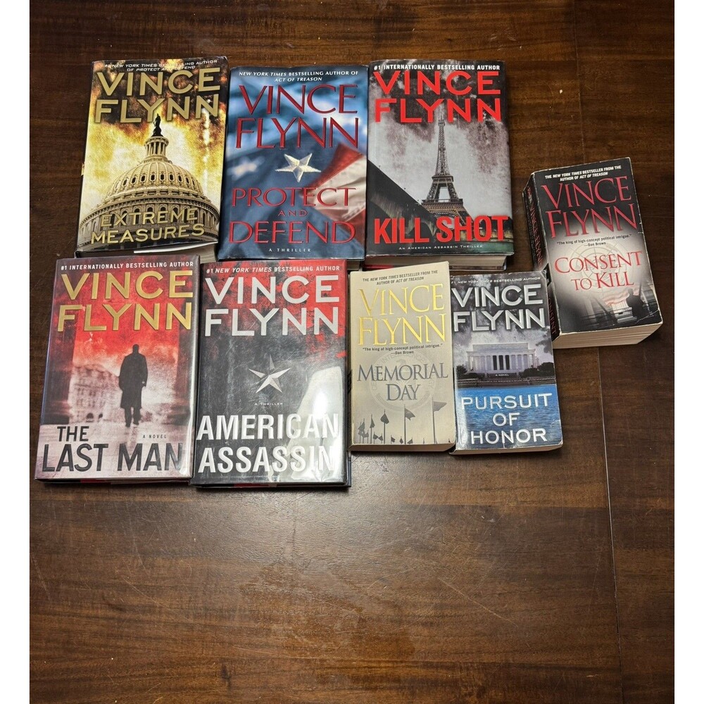 Lot of 9 Mitch Rapp Series Hardcovers by Vince Flynn Last Man-Kill Shot-Consent